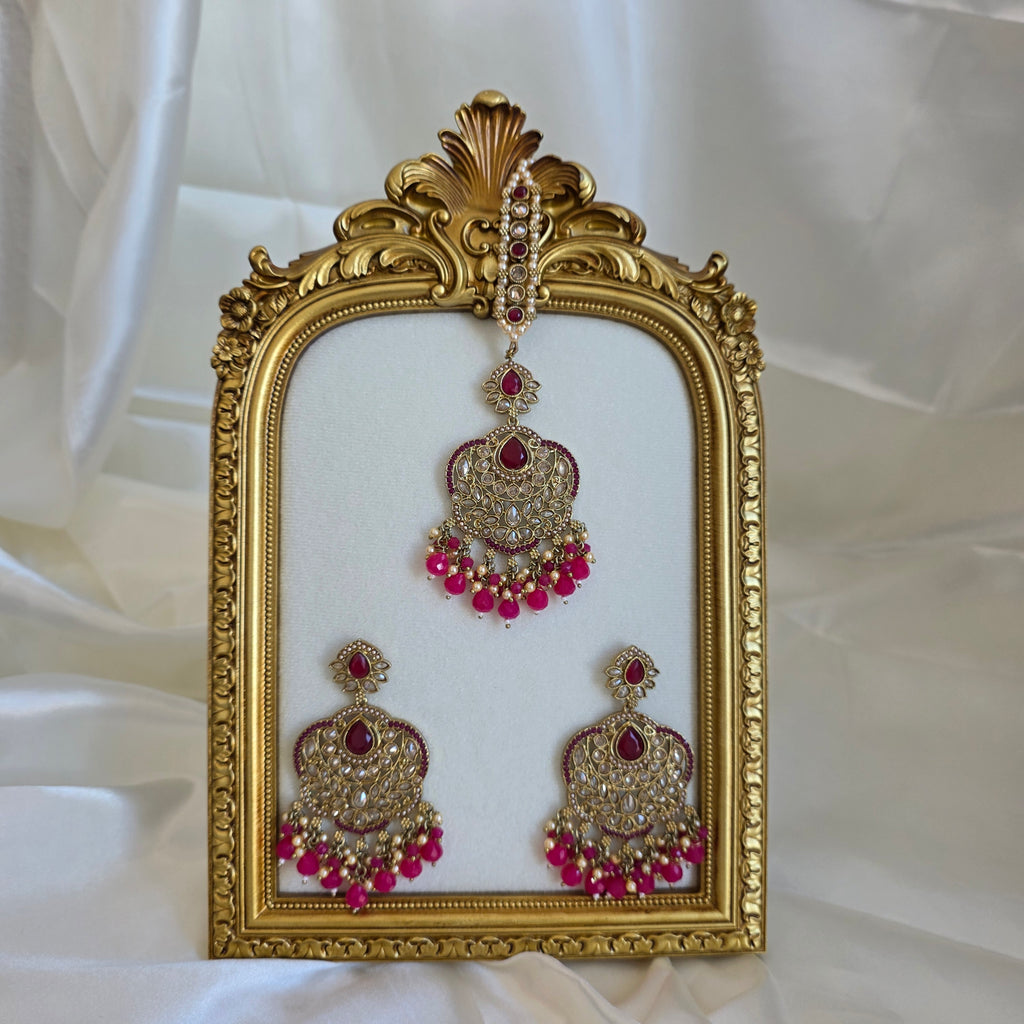 Crystal Earrings with tikka