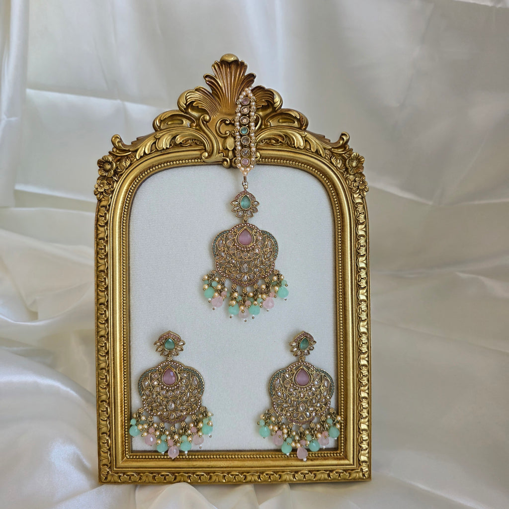 Crystal Earrings with tikka