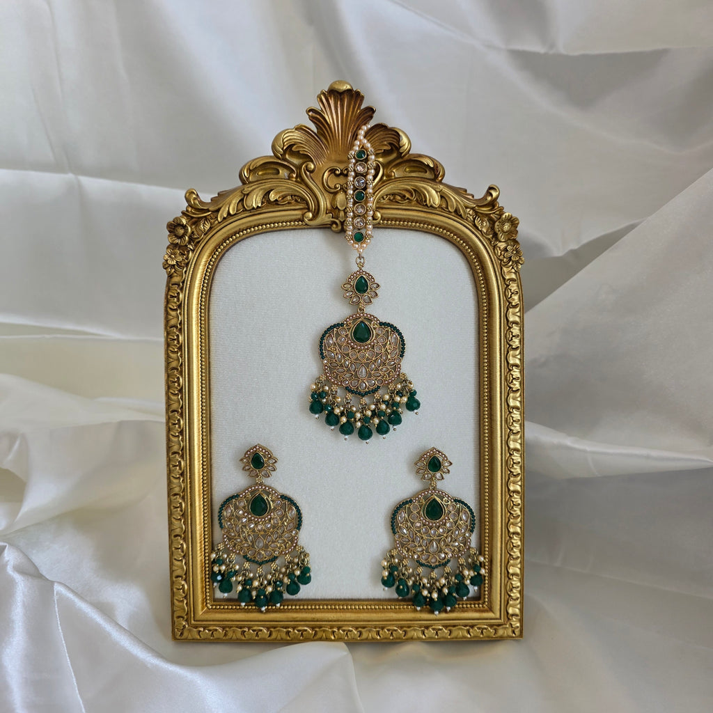 Crystal Earrings with tikka