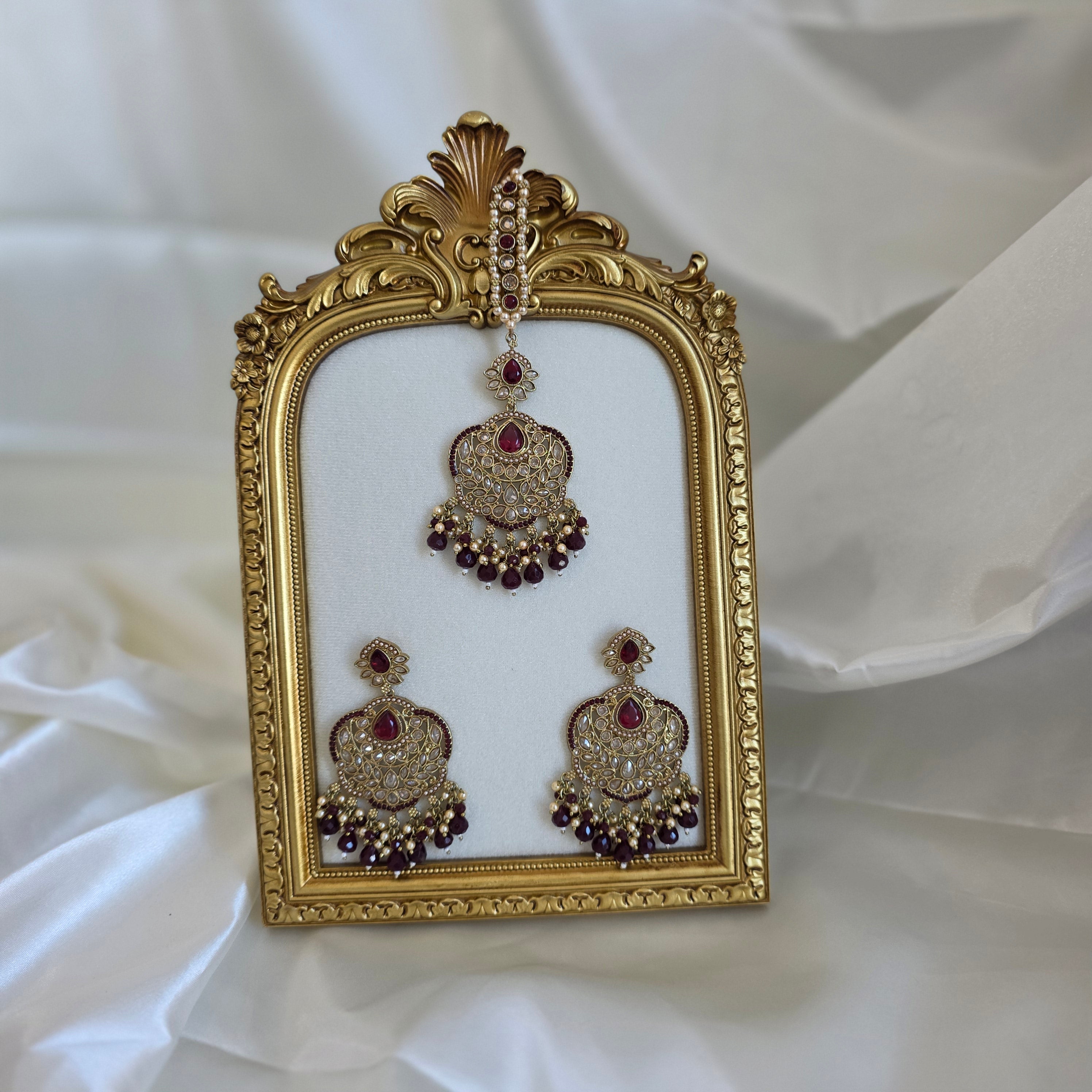 Crystal Earrings with tikka