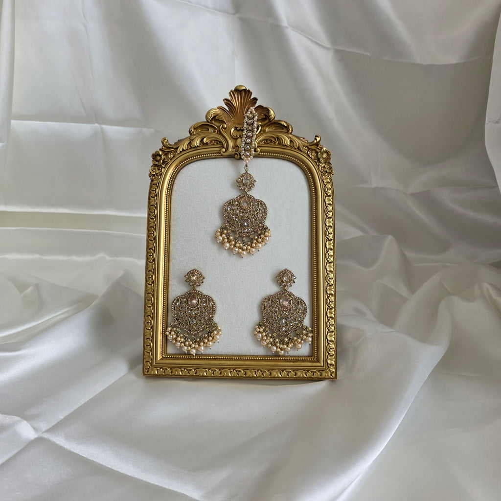 Crystal Earrings with tikka