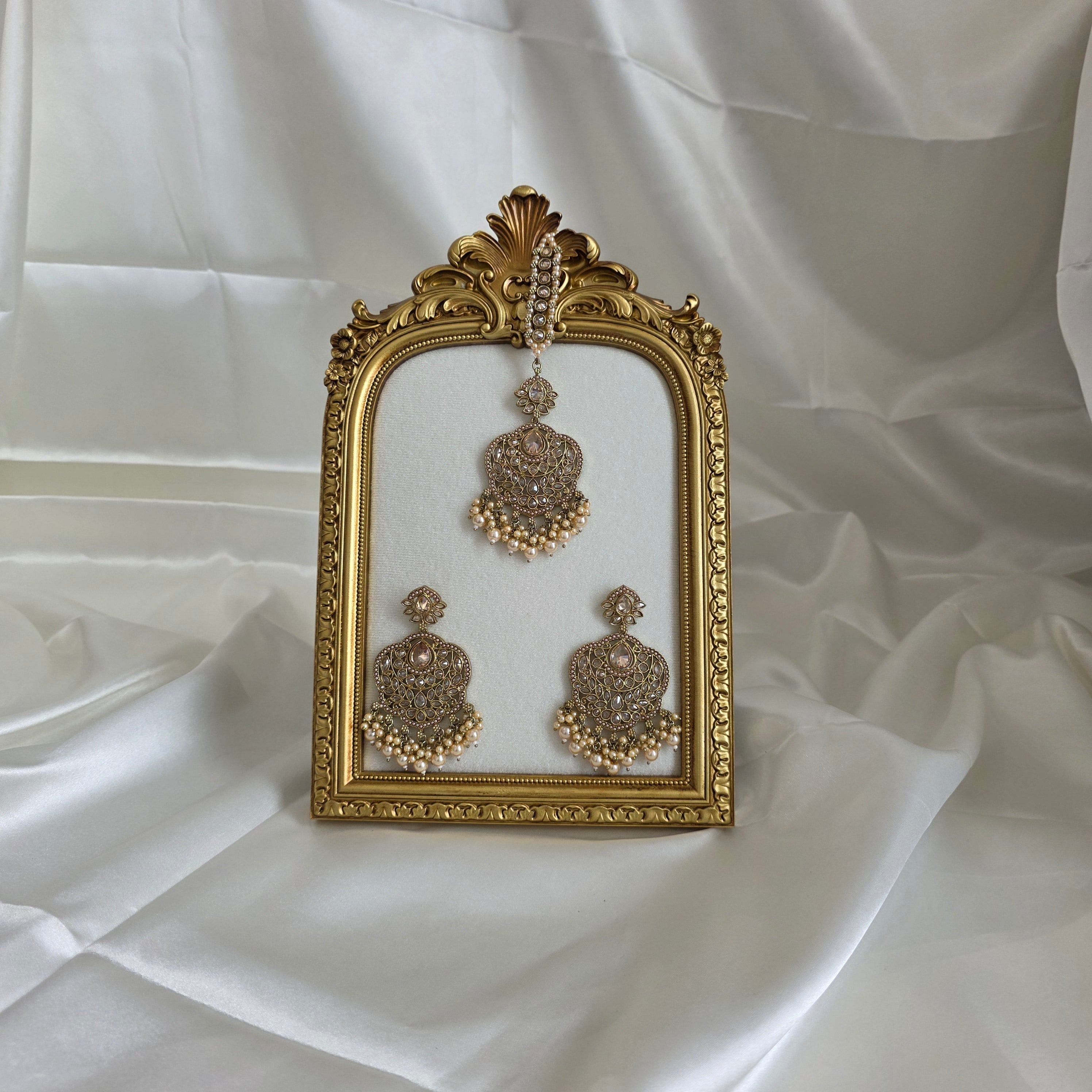 Crystal Earrings with tikka