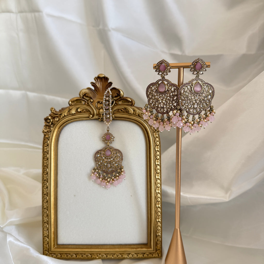 Crystal Earrings with tikka