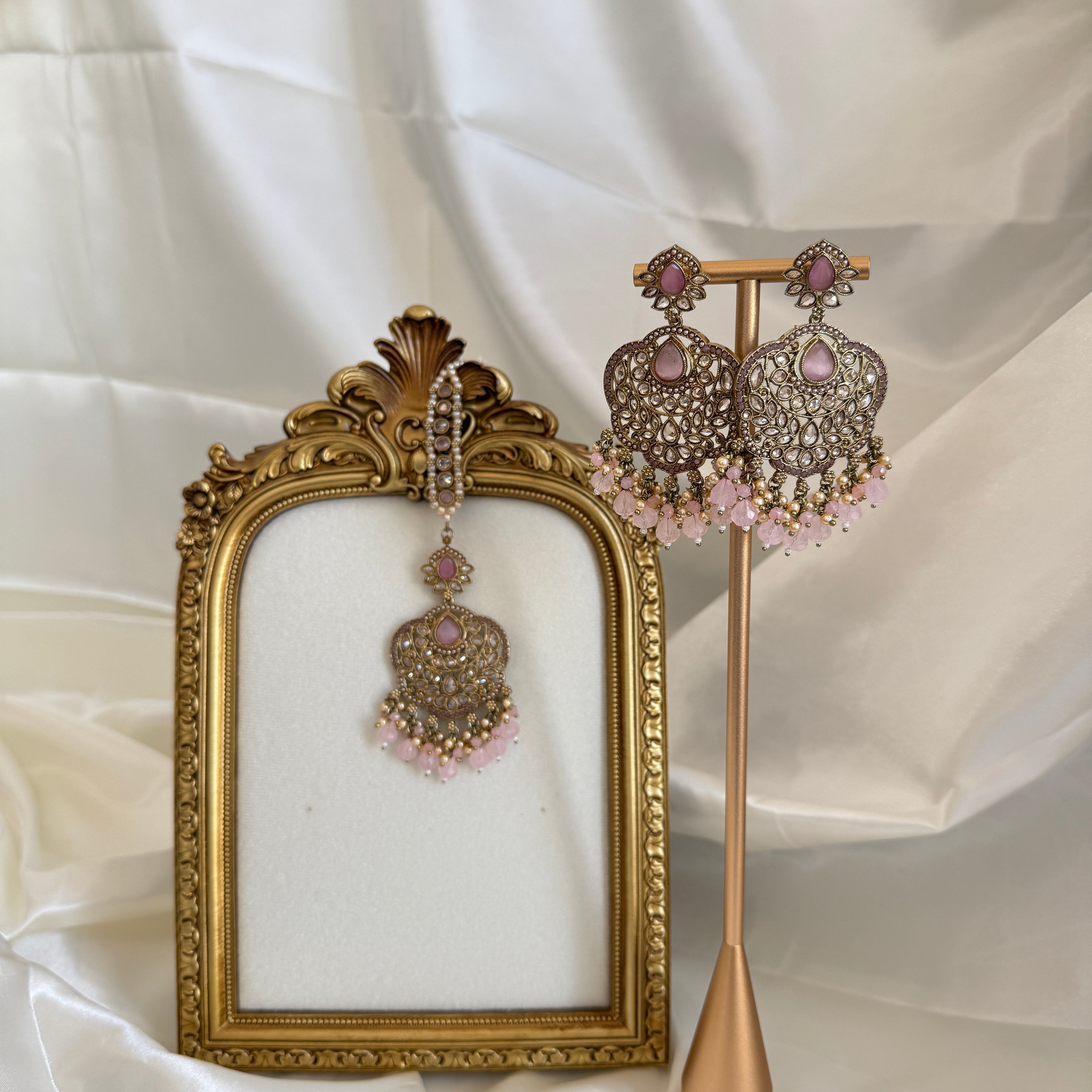 Crystal Earrings with tikka